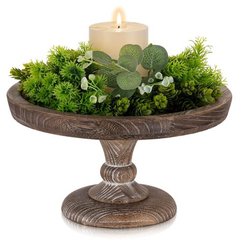 PRICES MAY VARY. Decorative: Our rustic decorative wood riser is a perfect centerpiece for your table, you can adorn it with some candles and greenery to add a vintage touch to your farmhouse style home. It can also be used as a vanity or makeup table to display beautiful perfume bottles or skin care products. It's a perfect gift for your family and friends to enhance their home decor. Multiple Use Occasions: Our wood display risers are perfect for any special occasion, suitable for weddings, bi Cake Plate Decor Display, Wooden Risers, Decorative Pedestal, Thanksgiving Candles, Wooden Centerpieces, Wood Riser, Carved Wooden Bowl, Wooden Cake Stands, Cake Holder