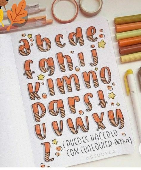 Hand Lettering Alphabet Fonts, Lettering Styles Alphabet, Hand Lettering Worksheet, Bullet Journal Font, Lettering Guide, Alfabet Letters, Hand Lettering Art, Hand Lettering Fonts, Hand Lettering Alphabet