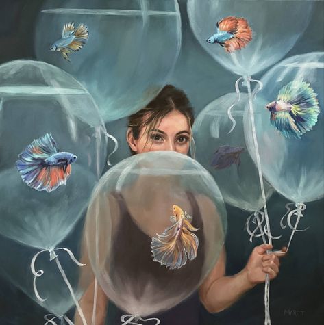 Deb Marett | Masquerade Masquerade Painting, Siamese Fish, Fish Portrait, Memory Artwork, Surealism Art, Art Therapy Projects, Art Surrealism, Concept Art Tutorial, Surreal Artwork