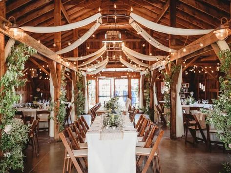 Chandelier In Barn, Barn Reception Decorations, Christmas Barn Wedding, Classy Barn Wedding, Nh Wedding Venues, Rustic Barn Wedding Reception, Wedding Barns, Fall Wedding Venues, Nh Wedding