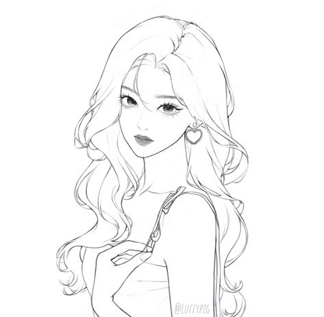 Uncolored Drawings, Korean Girl Drawing, Manga Coloring Book, Anime Lineart, Color Drawing Art, Girl Drawing Sketches, Color Drawing, Animation Art Sketches, 강아지 그림