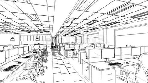 Office Interior Sketch, Office Sketch, Perspective Practice, Small Office Interior Design, Perspective Design, Open Concept Office, Interior Architecture Sketch, Office Cabin, Conceptual Sketches