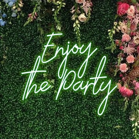 Reception Wall Decoration, Party Neon Sign, Neon Signs Quotes, Party Neon, Neon Sign Art, Neon Wall Signs, Neon Signs Home, Neon Wall Art, Neon Sign Shop