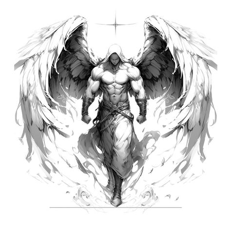 Warrior Angel Tattoo, Greek Images, Angel Warrior Tattoo, Angle Tattoo, Divine Justice, Warrior Angel, Guardian Angel Tattoo, Archangel Tattoo, Black And White Tattoo