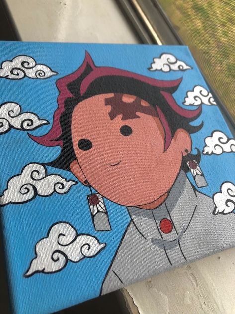 Demon Slayer Painting, Anime Wall Decor, Demon Slayer Tanjiro Kamado, Posters Anime, Anime Canvas Painting, Creative Pumpkin Painting, Anime Acrylic, Anime Painting, Demon Slayer Tanjiro