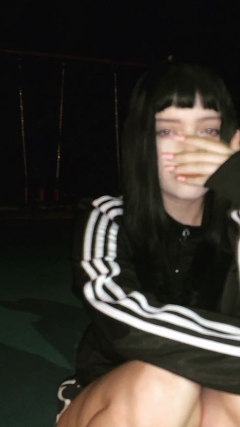 Russian Adidas Aesthetic, Yung Lean Nails, Alt Photo Ideas, Alt Black Hair, Goth Black Hair, 2016 Aesthetic Tumblr, Yung Lean Aesthetic, Adidas Tumblr, Russian Nails