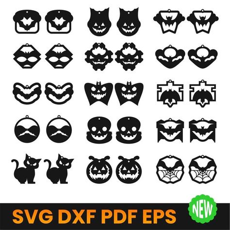 Celebrate the fall season with our fun pumpkin earrings made from lightweight materials. Perfect for adding a cheerful vibe to your autumn outfits! Spooky Cricut, Thunder Laser, Spooky Spider Web, Spider Web Earrings, Bat Jewelry, Laser Cut Wood Earrings, Earrings Svg, Fun Pumpkins, Spooky Spiders