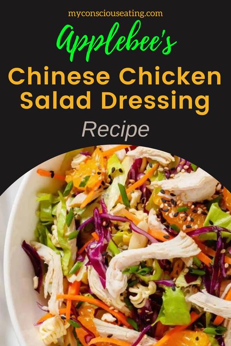 Chinese chicken salad dressing Applebees Salad Recipes, Copycat Restaurant Recipes Applebees, Chinese Chicken Salad Dressing Recipe, Chicken Salad Dressing Recipe, Chinese Salad Dressing, Chinese Chicken Salad Dressing, Applebees Recipes, Chinese Salad, Chicken Salad Dressing