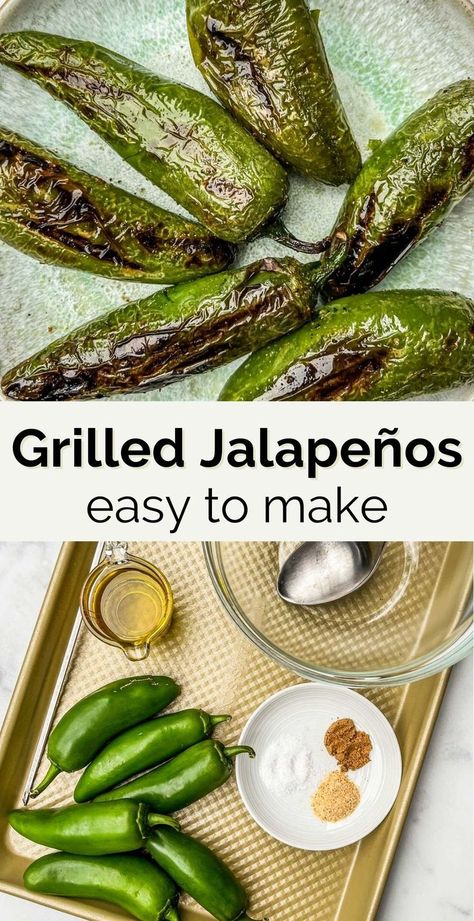 These fantastic grilled jalapeños are easy to make and taste great as a side dish, added to tacos, quesadillas, or in a grain bowl. Grilled Jalapenos, Grilled Peppers, Grain Bowl, Bamboo Skewers, Barbecue Recipes, Quesadillas, Vegan Paleo, Grilling Recipes, Skewers