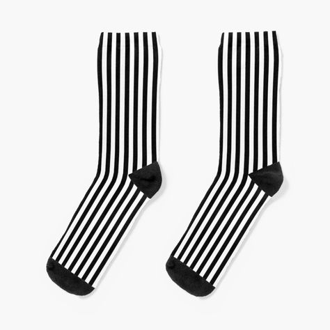 Get my art printed on awesome products. Support me at Redbubble #RBandME: https://www.redbubble.com/i/socks/Gothic-Black-and-White-Pin-Stripes-by-kassijayne/108408324.9HZ1B?asc=u Sock Ideas, Aesthetic Socks, Black And White Socks, Pinstriping Designs, Black And White Lines, Black Socks, Black And White Aesthetic, Striped Socks, Patterned Socks