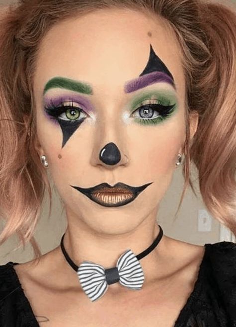 Easy Halloween Makeup, Halloween Makeup Clown, Halloweenský Makeup, Cute Halloween Makeup, Halloween Makeup Ideas, Cool Halloween Makeup, Makeup Simple, Halloween Eye Makeup, Costumes Diy