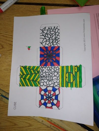 Op Art Cubes - Art P.R.E.P. Cube Artwork, Op Art Lessons, Art Camp Ideas, Group Art Projects, Art Cube, Art Education Lessons, 8th Grade Art, 6th Grade Art, Art Optical