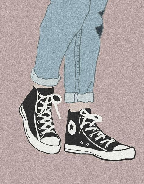 Converse Aesthetic Drawing, White Converse Aesthetic, Design Converse, Converse Aesthetic, Female Drawing, White Converse, Character Drawing, Fashion Art, Converse