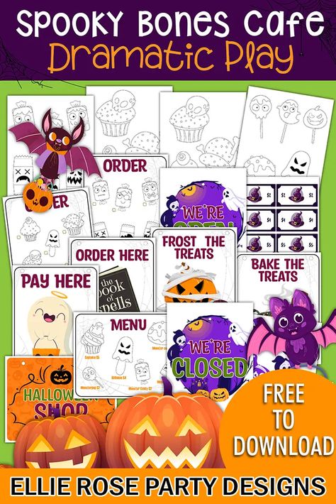 Dramatic Play Halloween Preschool, Haunted House Dramatic Play, Halloween Dramatic Play Preschool, Free Dramatic Play Printables, Halloween Dramatic Play, Dramatic Play Printables Free, Dramatic Play Toddlers, Halloween Printable Activities, Prek Themes