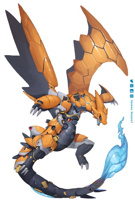 Dragon Mech, Mecha Dragon, Robot Dragon, Pokemon Dragon, Robot Animal, Pokemon Fusion Art, Arte Robot, 캐릭터 드로잉, Fantasy Monster