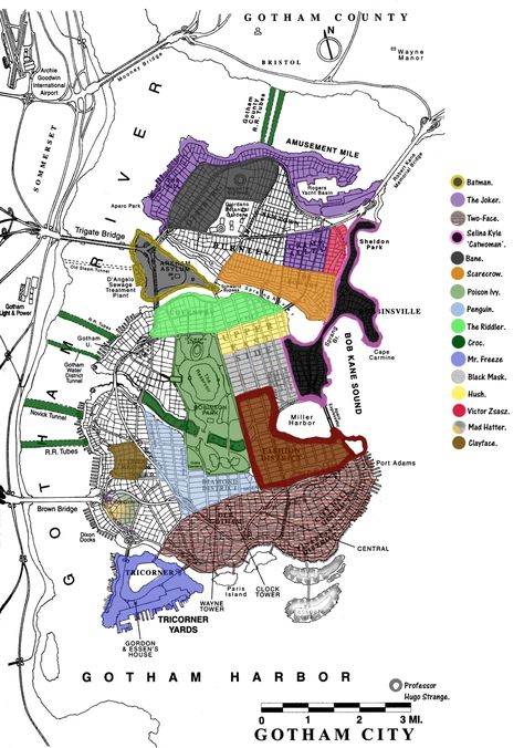 Gotham City Harbor Map Map Of Gotham City, Gotham City Map, Gotham Nights, Villain Party, Victor Zsasz, No Man's Land, Batman Family, Futuristic City, Detective Comics