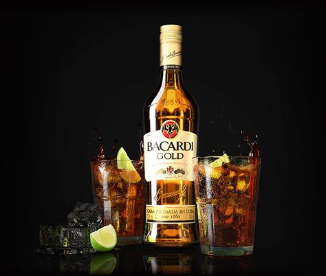 Bacardi Gold, Fun Summer Drinks, Gold Bottle, Gold Bottles, Liquor Drinks, 3d Image, Bourbon Street, 3d Studio, Bacardi