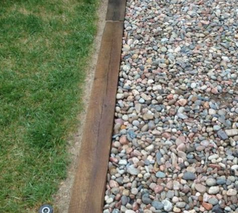 Did it and I love it! Gravel Driveway Edging Ideas, Gravel Driveway Ideas, Driveway Edging Ideas, Gravel Driveway Edging, Wood Landscape Edging, Gravel Driveway Landscaping, Mowing Strip, Wood Pathway, Driveway Border