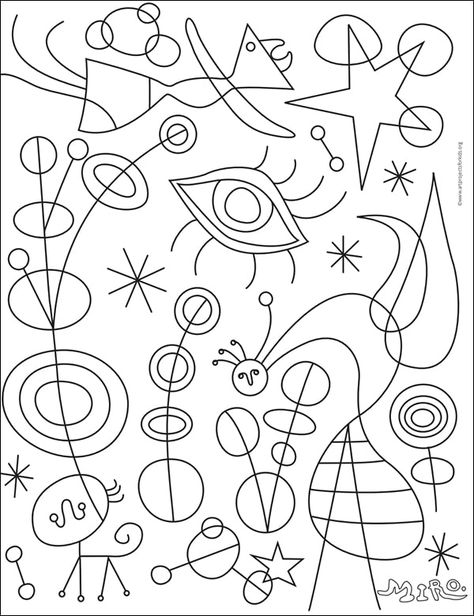 Joan Miro Art Projects For Kids, Joan Miro Art, Miro Artist, Miro Art, Miro Paintings, Joan Miro Paintings, Art Coloring Pages, Art Movements, Joan Miro