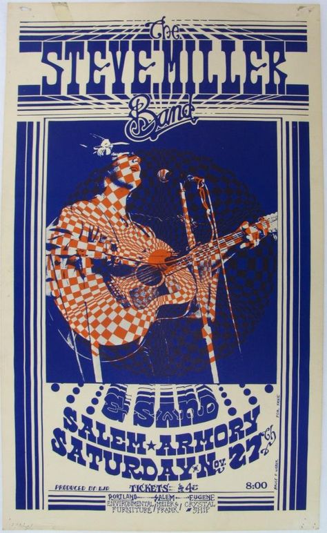 Steve Miller Band - Salem 1971 Rock Hall Of Fame, Steve Miller, Concert Poster Design, Steve Miller Band, Vintage Concert Posters, Music Concert Posters, Gig Poster, Bruce Dickinson, Ticket Stubs