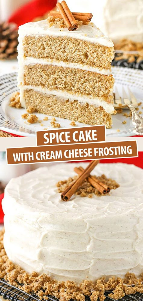 Spice Cake Cupcakes With Cream Cheese Frosting, Layered Spice Cake Recipes, Fluffy Spice Cake, Cinnamon Spice Cake Recipes, Spice Cake From White Cake, Spice Cake Frosting Ideas, All Spice Cake Recipe, Spice Cake Decoration, Spice Cake Cream Cheese Frosting