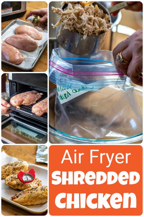 How to Meal Prep Chicken in the Air Fryer {18 Minutes} Shredded Chicken In Air Fryer, Shredded Chicken Air Fryer, Air Fryer Shredded Chicken, Fried Boneless Chicken Breast, Air Fryer Chicken Breasts, Chicken Muffins, Unhealthy Recipes, Air Fryer Recipes Videos, Chicken In The Air Fryer