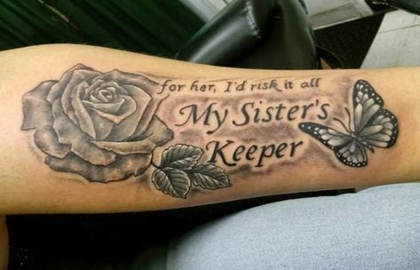 My Sister's Keeper Tattoo, My Auntie Keeper Tattoo, My Sisters Keeper Tattoo Ideas, My Keeper Tattoo, My Family's Keeper Tattoo, My Sisters Protector Tattoo For Men, My Sisters Keeper Tattoo Men, My Brothers Keeper Tattoo Ideas Sisters, I Am My Sisters Keeper Tattoo