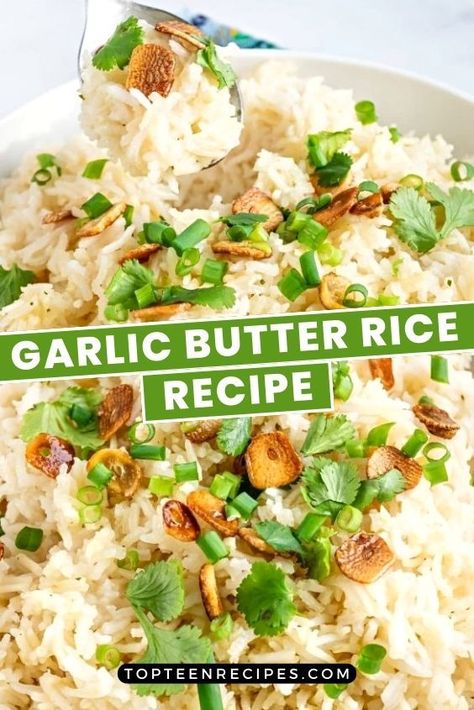 Garlic Brown Rice, Butter Rice Recipe, Brown Rice Side Dish, Simple Garlic Butter, Buttered Rice Recipe, Garlic Butter Rice, Rice Sides, Yummy Rice, Rice Dishes Recipes