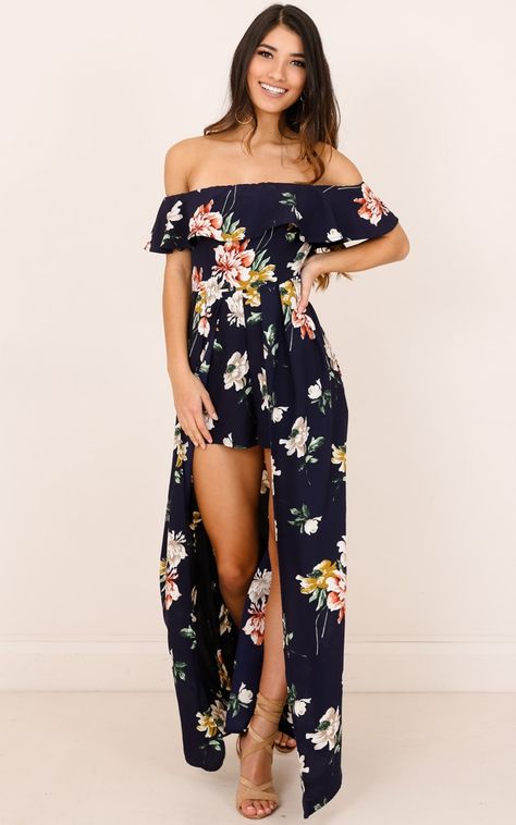 Formal Playsuit, Summer Playsuits, Floral Playsuit, Maxi Romper, Playsuit Dress, Beach Outfits, Summer Blue, Romper Dress, And Dresses