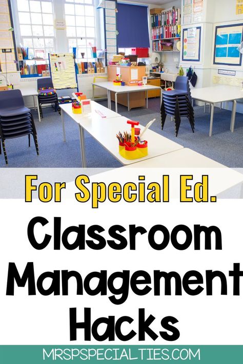 Start using these classroom management hacks in your special education class today to improve behavior, learning, and attending skills. Implementing these easy tips and systems to increase student learning, decrease off task behaviors, and better support students and staff. These ideas will help you better manage supervising paras & therapists, speed up lesson planning and reduce your teacher stress. Click to read the tips to make your classroom run smoother. Behavior Management Special Education, Classroom Management Preschool, Classroom Management Ideas, Elementary Special Education Classroom, Classroom Management Elementary, Life Skills Curriculum, Life Skills Classroom, Sped Classroom, Self Contained Classroom