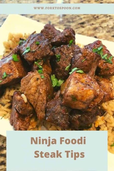 Ninja Foodi Steak Tips Beef Tips Ninja Foodi Recipes, Ninja Foodi Steak, Ninja Speedi Meals, Beef Chuck Steak Recipes, Top Round Steak Recipes, Top Sirloin Steak Recipe, Easy Air Fryer Dinner Recipes, Chuck Steak Recipes, Beef Tip