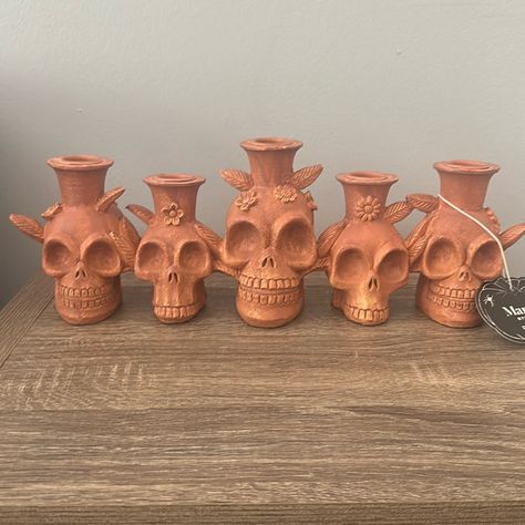 Holds 5 Taper Candles Terracotta Decor New Mexican Candle Holder, Kitchen Altar, Mexican Candle, Mexican Gothic, Terracotta Decor, Martha Stewart Holiday, Candle Altar, Pottery Inspo, Gothic Decor