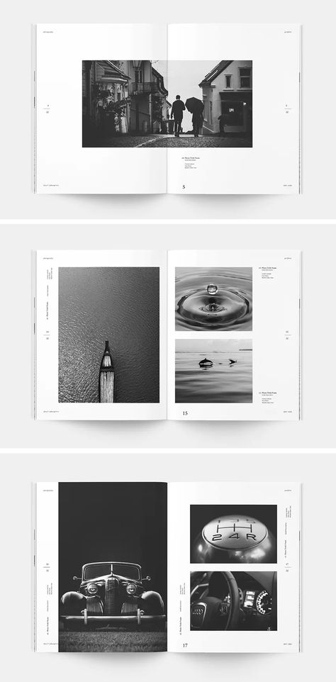 Photography Books Design, Magazine Layout Photography, Photography Books Layout, Photography Book Design Layout, Photo Book Editorial Design, Indesign Portfolio Layout, Photo Editorial Layout, Photo Portfolio Design, Photo Magazine Design