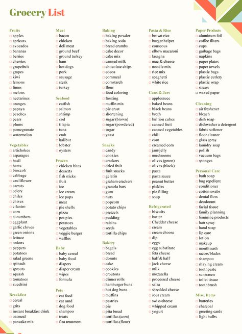 Master Grocery List Printable, Master Grocery List Template, Monthly Grocery List, Thanksgiving Grocery List, Grocery Store List, Google Docs Templates, Master Grocery List, Free Grocery List, Meal Planning Menus