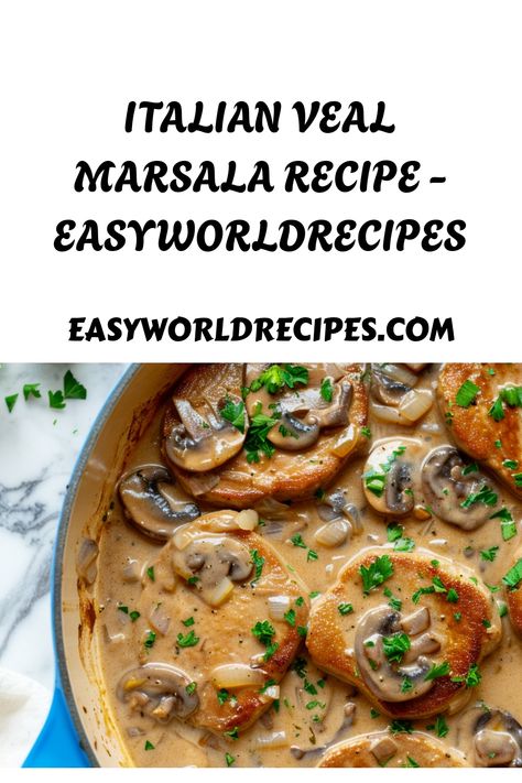 Veal Marsala is a classic Italian-American dish featuring tender veal cutlets cooked in a rich Marsala wine sauce with mushrooms. Italian Veal Cutlet Recipes, Veal Cutlets Recipes, Veal Marsala Recipe, Veal Cutlet Recipes, Veal Marsala, German Appetizers, Italian Main Dishes, Veal Chop, Marsala Recipe