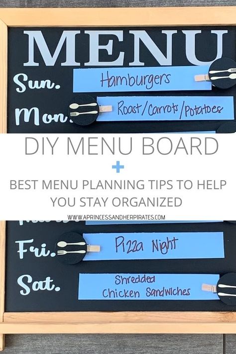 Menu Planning Basics + A DIY Menu Board Menu Board Diy, Diy Menu, Chalkboard Markers, Magnetic Chalkboard, Menu Board, Extra Curricular Activities, Transfer Tape, Menu Planning, Silhouette Machine