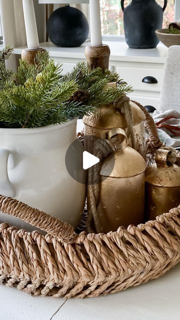 Jennifer Dempsey on Instagram: "Easy Christmas centerpiece table centerpiece.   Comment shop for rustic bells and taper candles.   . . #christmasdecor #christmasdecorations #christmasideas #christmascenterpiece #christmastablesetting" Christmas Centrepiece Table, Christmas Bows Diy, Centerpiece Table, Sugar Plum Fairy, Christmas Centerpiece, Christmas Table Settings, Sugar Plum, Diy Bow, Easy Christmas