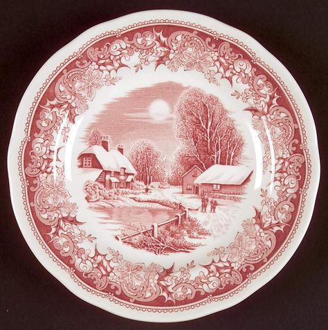 Cranberry Cottage, Transferware Dishes, Vintage Transferware, Red Bread, Red Transferware, Pink China, Wood Napkin Holder, Miniature Pottery, Red Plates