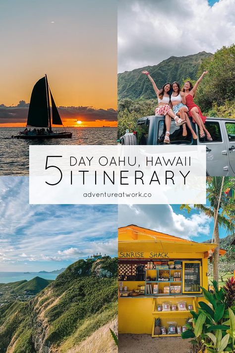 Oahu, Hawaii Travel Guide: 5 Day Itinerary - Adventure at Work Oahu Itinerary, Hawaii Trip Planning, Hawaii Vacation Tips, Hawaii Itinerary, Oahu Vacation, Oahu Travel, Honolulu Waikiki, Hawaii Travel Guide, Honolulu Hawaii