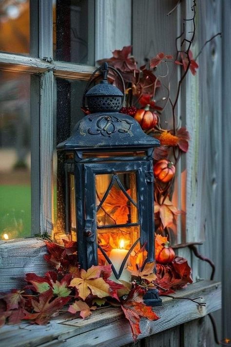 Outdoor Fall Decor Ideas, Fall Lantern, Autumn Instagram, Autumn Magic, Fall Deco, Fall Thanksgiving Decor, Autumn Decorating, Fall Outdoor Decor, Autumn Scenes