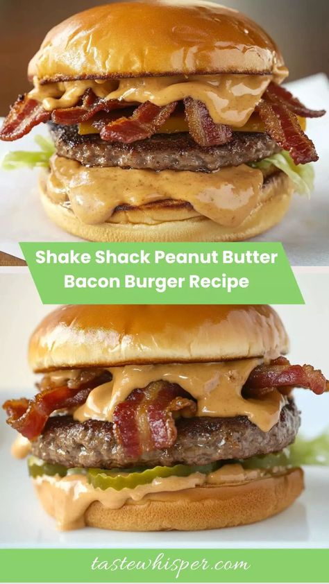 Bacon Burger Recipes, Peanut Butter Bacon, Peanut Butter Sauce, Bacon Burger, Kitchen Smells, Thick Cut Bacon, Shake Shack, Smash Burger, Honey Chicken