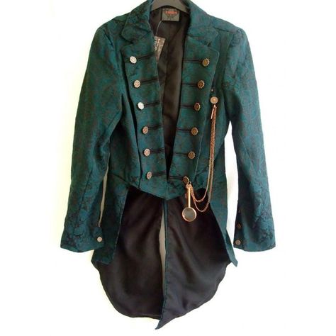 GMCJ-37 Teal brocade man's "steampunk" gothic jacket ❤ liked on Polyvore featuring outerwear, jackets, coats, tops, teal jacket, steampunk jacket, hippie jacket, steam punk jacket and brocade jacket Steampunk Fancy Dress, Goth Jacket, Punk Jacket, Brocade Jacket, Steampunk Jacket, Hippie Jacket, Gothic Jackets, Steampunk Women, Fashion Night