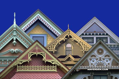 ah, lovely victorian gables.  must do this to our victorian home. Victorian Gables On House Exterior, Victorian Porches, Victorian Sunburst Gable, Victorian Gable Trim, Victorian Gingerbread Trim, Folk Victorian House Plans, Gable Trim, Victorian Porch, Roof Trim