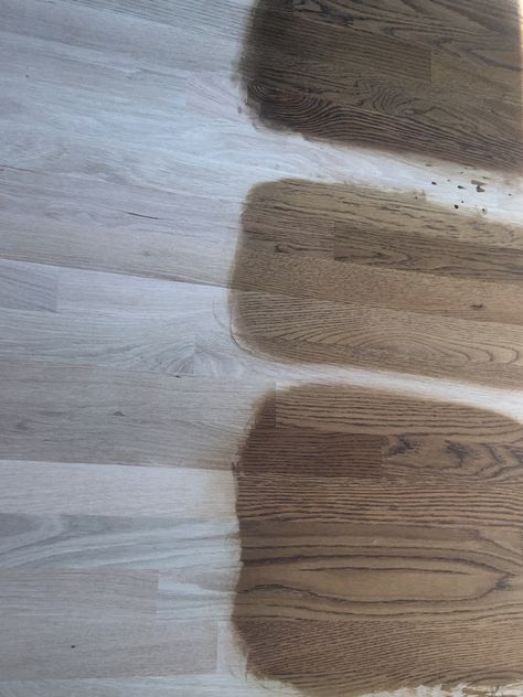 Duraseal on white oak. Top to bottom: Jacobean, special walnut, provincial. Staining Red Oak, Red Oak Cabinets, Harlem Brownstone, Hardwood Floor Stain Colors, Floor Stain Colors, Oak Hardwood Floors, Georgian Revival, Best Bathroom Flooring, Red Oak Floors