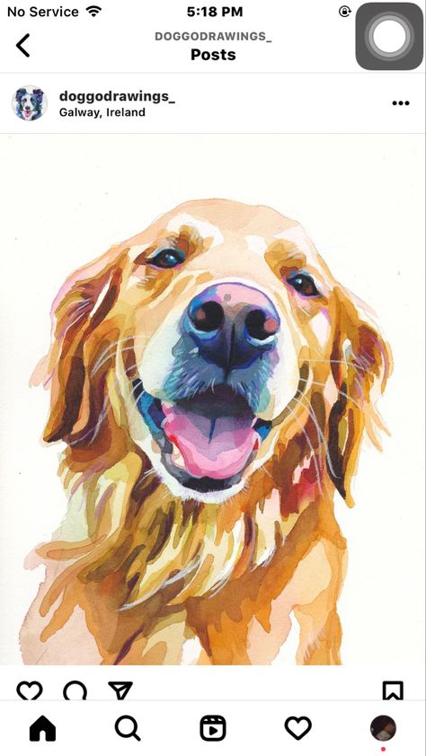 Golden Retriever Watercolor, Watercolour And Pencil, Perros Golden Retriever, Dog Sketch, Horses And Dogs, Watercolor Cat, Watercolor Dog, Animals Artwork, Dog Paintings