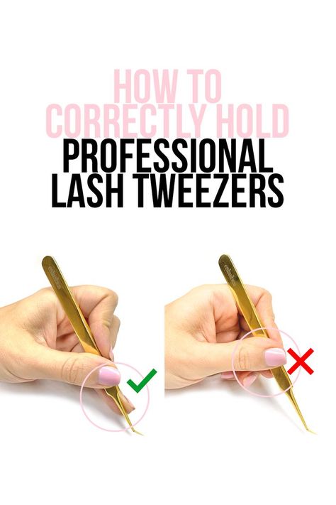 HOW TO CORRECTLY HOLD PROFESSIONAL LASH EXTENSION TWEEZERS Eyelash Extension Tips, Lash Extension Tweezers, Eyelash Tech, Brow Growth, Eyelash Business, Lash Application, Lash Tweezers, Lashes And Brows, Perfect Eyelashes