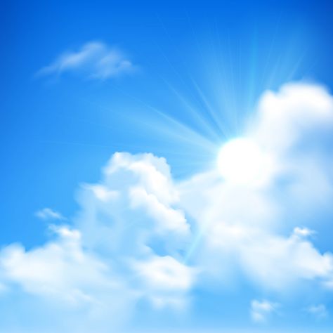 Sun And Clouds Background Clouds Background, Images Of Sun, Blue Sky Photography, Background Cartoon, Gold Skies, Sun Illustration, Cloud Vector, Sun And Clouds, Blue Sky Background