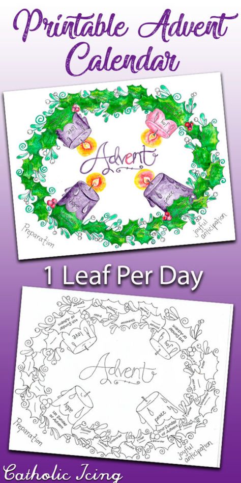 Advent Wreath Activities For Kids, Advent Wreath Printable, Advent Kids Crafts, Advent Wreath Diy Kids, Merry Christmas Catholic, Advent Activities For Kids Catholic, Advent Wreath Craft For Kids, Wreath Calendar, Advent Activities For Kids