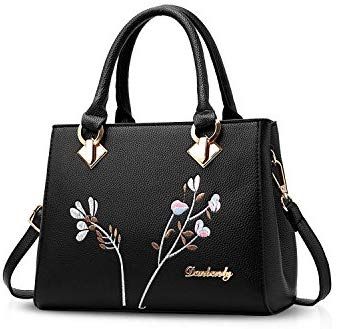 NICOLE&DORIS Retro Women Top Handle Handbags Tote Purse Shoulder Bag Crossbody Bag PU Leather Black: Amazon.co.uk: Luggage Womens Work Bag, Small Hand Bags, Leather Work Bag, Hand Bags For Women, Floral Handbags, Hobo Crossbody Bag, Handbags Casual, Work Bag, Casual Tote