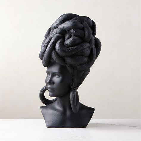 New Home Decor, Mirrors & Accessories | CB2 Clay Bust, Weaver Bird, Woven Vase, Black Leather Chair, Studio Condo, Freedom Fighter, Bust Sculpture, Cut Her Hair, Black Vase